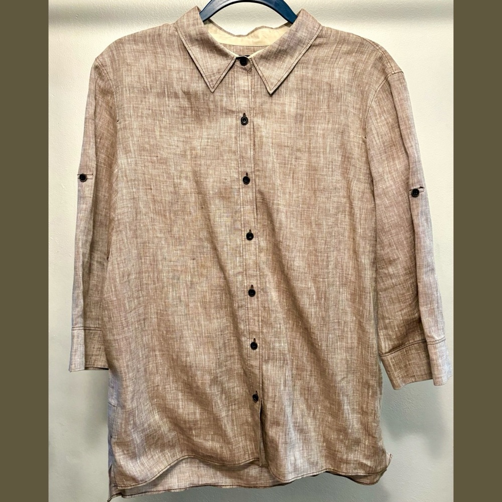 Lafayette 148 NY Linen Button-Up Top